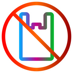 No Plastic Bags Symbol with Gradient Colors and Orange Prohibition Sign