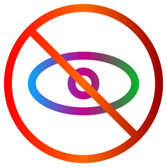 No seeing concept colorful prohibition sign with eye symbol inside circle