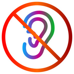 No Listening Symbol Colorful Gradient Ear with Prohibition Sign