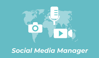 Social media manager working with different multimedia