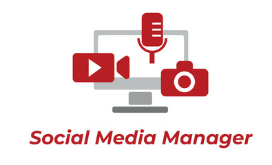 Social media manager working with different multimedia