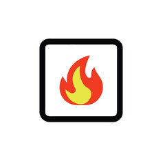 Cartoon fire icon with red and yellow flames