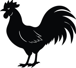  rooster crowing silhouette vector illustration