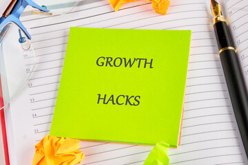 The Concept Phrase of GROWTH HACKS. Business concept. A place to copy. Business, technology,...