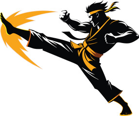 Karate Fighter Kicking