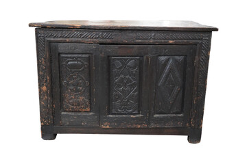 antique wooden box  Charles I Carved Oak Cabinet