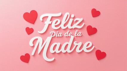 Feliz Día de la Madre Vibrant Pink Hearts Background