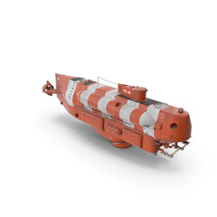 Orange deep-sea rescue submarine AC-40 isolated on transparent background