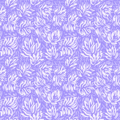 Seamless vector pattern with abstract purple floral shapes on a violet, lavender, lilac background. Decorative and modern design perfect for textiles, wallpapers, stationery, fashion prints