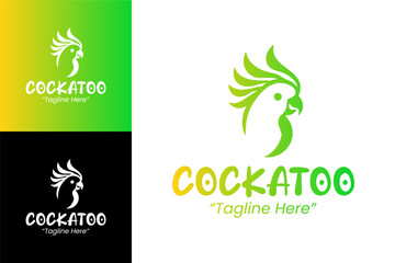 Elegant Cockatoo Bird Logo with Green and White Colors for Business Branding