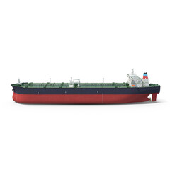 Large oil tanker cargo ship isolated on transparent background
