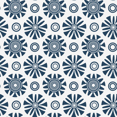Seamless pattern with dark blue circles. Decorative circles of different sizes.