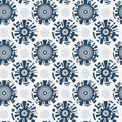 Seamless pattern with patterned circles on a light background.
