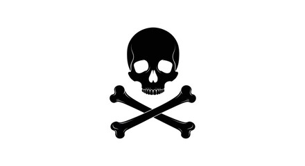 A black skull and crossbones symbol isolated on a white background in a simple graphic illustration
