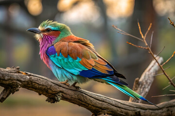 Close-up image of a colorful bird with vibrant feathers