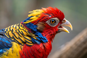 Close-up image of a colorful bird with vibrant feathers