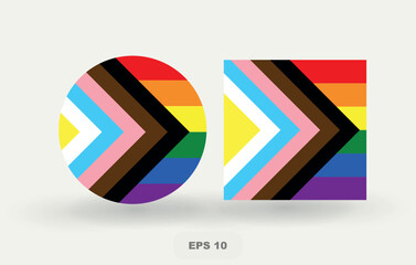 Modern Pride Progress Flag with Inclusive Colors. Circle and Square Design. Vector illustration of the modern Pride.