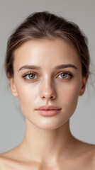 Fototapeta premium Stunning Young Woman with Clear Skin and Bright Eyes