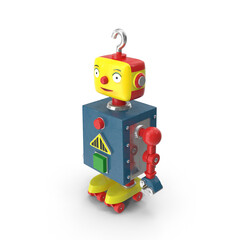 Colorful toy robot isolated on transparent background