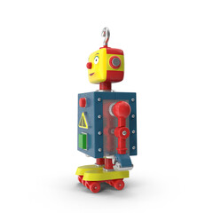 Colorful toy robot isolated on transparent background