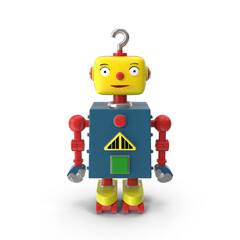 Colorful toy robot isolated on transparent background