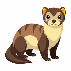 Detailed Vector Illustration of a Ferret on a Clean White Background Ideal for Various Design and Creative Projects with Customizable
