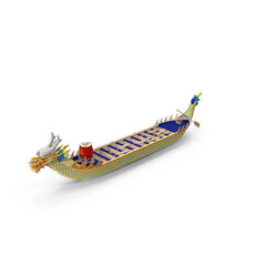 Traditional Chinese Dragon Boat with Decorative Details Isolated on Transparent Background