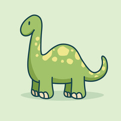 Cute Cartoon Green Brontosaurus Illustration © Moupz