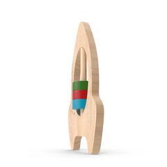 Wooden Rocket-Shaped Toy with Colorful Rings Isolated on Transparent Background
