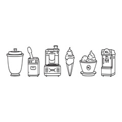 Minimal line drawing of ice cream making equipment