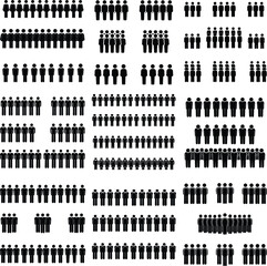 Large collection of people icons various group sizes
