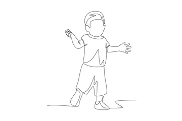 Child first step concept one-line drawing