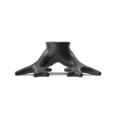 Black Tree Root Style Object Stand Base Isolated on Transparent Background