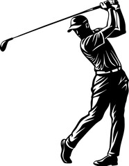 golf player silhouette, Golf player silhouette vector on white background