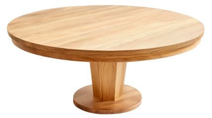 Round wooden table placed on a white background for minimalist decor inspiration