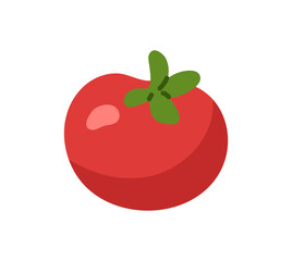 Icon of ripe red tomato. Fresh vegetable, healthy farm food, natural eating, organic grocery product for cooking. Agriculture crop, harvest. Flat isolated vector illustration on white background
