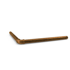 Rustic Brass Pipe with 90 Degree Elbow Joint Isolated on Transparent Background