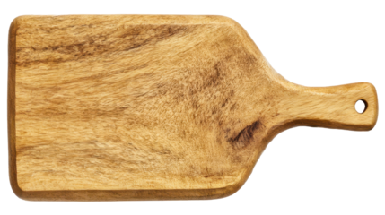 Wooden cutting board on white background providing a clean and natural kitchen accessory