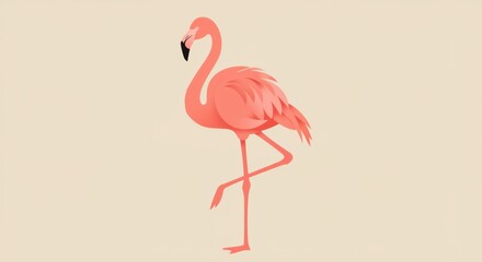 Obraz premium Stylized Flamingo Silhouette with Overlapping Feather Shapes in Pink and Coral