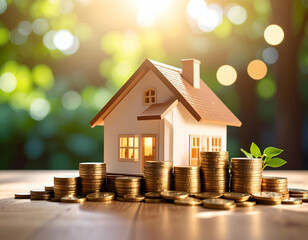Custom Professional Photography of House with Coins and Plant Growth