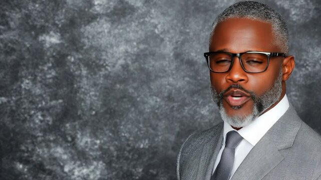Portrait of a Confident Black Man in a Grey Suit