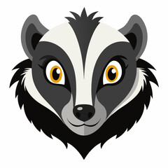 Skunk Head Illustration on White Background for Banner or Advertisement Design with CMYK Colors and Helvetica Font Elements