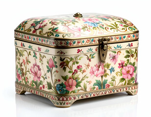 Hand-Painted Floral Design Decorative Savings Box for Home Decor