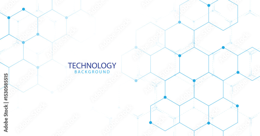 Aufkleber  Hexagonal molecular structures in technology on a white background science style. Medical design. Vector illustration.