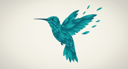 Obraz premium Vibrant Hummingbird Silhouette with Petals