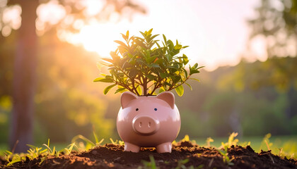 Creative Photography of Piggy Plant Pot Filled with Lush Greenery