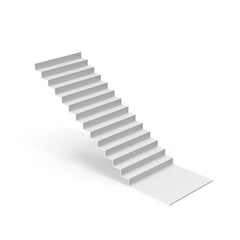Obraz premium Minimal White Staircase Leading Up Isolated on Transparent Background