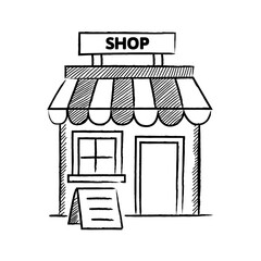 Hand Drawn Line UMKM Small Business Micro Illustration