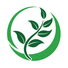 Green Leaf Logo Design with Circle Element - Sustainable Nature Symbol