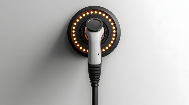 Electric vehicle charging station with illuminated plug